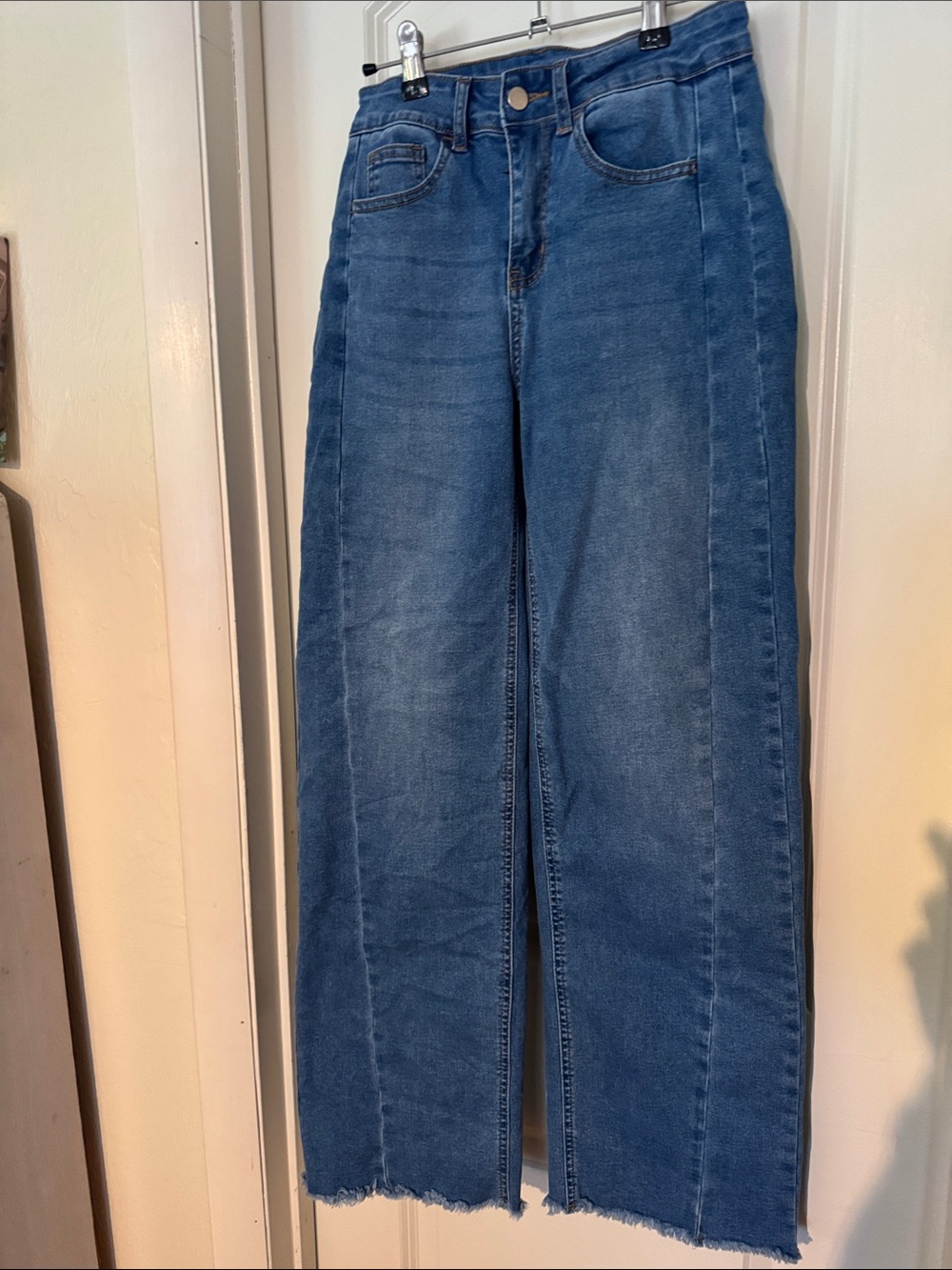 Sidefeel High-Rise Blue Wide Leg Jeans with Front Crease size 4
